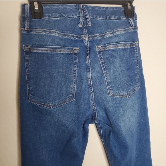 Good American Good Waist Crop Blue High Rise Distressed Skinny Jeans - Picture 8 of 11